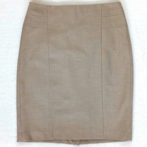 Limited Women's Sand Beige Neutral Tailored Lined Straight Pencil Skirt 0 - Picture 10 of 15